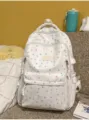 Joli sac à dos blanc avec motif coloré d'étoiles et de cerises pour l'école et les loisirs. - Sans pendentif / Blanc