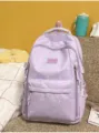 Light purple casual cartoon backpack for girls, cute star moon design lightweight school bag. - No Pendant / Purple