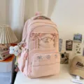 Zaino rosa carino con fiocco per ragazze borsa scolastica casual da viaggio quotidiano - Rosa con Ciondolo Stella