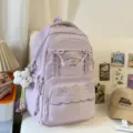 Zaino viola taro carino per ragazze, borsa scolastica elegante con grazioso fiocco e tasche. - Viola con Ciondolo Stella