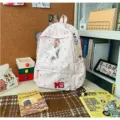 Sac à dos étudiant à imprimé étoile rose, cartable décontracté avec joli pendentif pour voyage. - Rose + Étoile Pois avec Chaîne de Perles