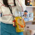 Borsa a tracolla leggera stile giapponese colore dopamina per borraccia da trekking all'aperto - Con Ciondolo / Giallo