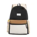 Japanese style color block backpack student casual campus daily travel daypack bag - Single Bag / L / Black