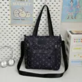 Japanese ins cute polka dot star tote bag student casual shoulder crossbody bag navy blue - Tote Bag Only (Without Pendant) / Black