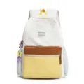 Japanese macaron color student backpack with multi pockets and cute charms for casual travel. - With Charm / L / Off White