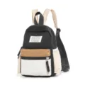 Colorblock mini backpack for women, casual nylon daypack with front pocket and top handle. - Single Bag / S / Black
