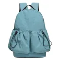 Hellblauer Freizeitrucksack mit Kordelzug-Fronttaschen, leichter Schulrucksack für den Alltag. - Ohne Anhänger / Dunkelblau