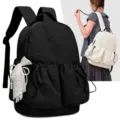 Mochila estilo dulce casual con lazo de perlas de encaje, gran capacidad y bolsillos con cordón. - Lazo de Perlas / Negro