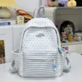 Cute grey star white backpack for school and travel, soft casual student daypack with cute pendants. - Gray (Without Pendant)