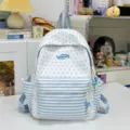 Light blue star cloud soft sweet cute backpack student school trip clean healing backpack - Blue (No Pendant)