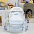 Light blue star stripe cute student backpack sweet healing style casual school bag for girls - Blue (With Pendant)