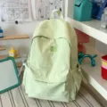 Light green four-leaf clover embroidered backpack, fresh style student school bag for daily use. - No Pendant / L / Green