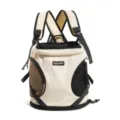 Outdoor portable pet front backpack with breathable mesh design, comfortable for pet travel. - Off White