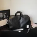 Μαύρη Δερμάτινη Τσάντα Ταξιδιού Duffle Casual Ώμου Weekender Μοντέλο Παραλλαγή Στιλ - Μαύρο