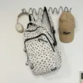 Retro street style couple backpack with multi-compartments, trendy star print school bag for students. - White (Without Pendant)