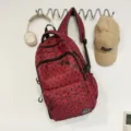 Vintage street style red star backpack with multi compartments for students daily use campus bag - Red (Without Pendant)