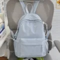 Light blue cute bear embroidered casual backpack for sweet daily travel and school use. - No Pendant / Blue