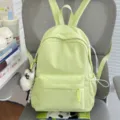 Light green cute mini backpack with embroidered bear, sweet Japanese style daily school bag. - No Pendant / Green