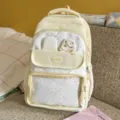 Cute milk yellow polka dot backpack with bunny ears, sweet style casual daypack for students. - Backpack Without Pendant / Yellow