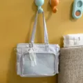 Ανοιχτό μπλε διαφανής τσάντα ώμου ita bag με μοτίβο αστεριών και φιόγκο για καθημερινή - Με Μενταγιόν / Μπλε