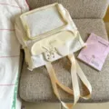 Cute milk yellow polka dot bunny ear backpack sweet style student school book bag - Shoulder Bag Without Charm / Yellow