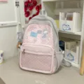 Kawaii pink polka dot transparent ita backpack sweet aesthetic school student travel daypack - L / No Pendant / Pink