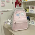 Sac à dos ita rose et gris de style japonais avec poche transparente et joli pendentif en peluche. - L / Avec Charme / Rose