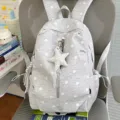 Grijs rugzakje met stippen schattige sterhanger casual schooltas voor dames en meisjes - Met Hanger / Lichtgrijs