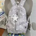 Grijze stippen rugzak, schattige Koreaanse stijl stoffen schooltas voor zomervakantie, casual tas. - Met Hanger / donkergrijs