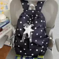 Donkere polkadotprent rugzak schattige zoete stijl casual dagrugzak met ster design - Met Hanger / Zwart