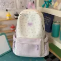 Cute star pattern purple plaid patchwork school backpack for sweet daily travel. - No Pendant / Purple