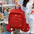 Red mini backpack, casual cute small shoulder bag for women daily shopping and travel trips. - No Pendant / Red