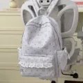 Japanese Lolita style cute star polka dot backpack with lace ruffle design for daily use. - No Pendant / L / Gray