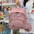 Minimalist cute mini backpack for women, casual pink small school bag for daily travel use. - No Pendant / Dark Pink