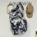 Starry tie-dye purple school backpack for teens, cool casual student bookbag with pockets - No Pendant / Black