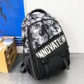Trendy camouflage color-block tactical backpack for students, stylish school bookbag with pockets. - Black and White Camouflage