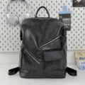 Black retro motorcycle style backpack for casual commuting, college students and travel. - No Pendant / Black