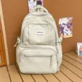 Sweet style polka dot backpack for teen girls casual daily school bookbag in beige - No Pendant / Khaki