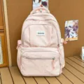 Pink polka dot school backpack sweet casual daypack for teen girls high school student books - No Pendant / Pink