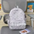 Lolita style cute backpack with lace trim, star and dot pattern, light purple color - No Pendant / S / Gray