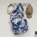 Blue star tie-dye backpack for teen students, casual school bookbag with spacious compartments. - No Pendant / Dark Blue