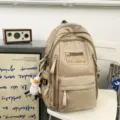 Casual multi-compartment canvas backpack stylish school travel daypack in chic beige - Black Leg Duck Pendant / L / Khaki