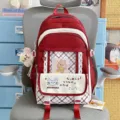Mochila japonesa bonita de encaje con múltiples compartimentos para estudiantes - Con Colgante / Burdeos