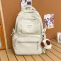 Korean sweet polka dot girls backpack cute casual school bag with cute dog pendant. - With Pendant / Khaki