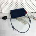 Donkerblauwe denim crossbody tas Casual streetwear schoudertas met dikke touwriem - S / Donkerblauw