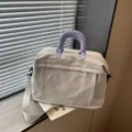 Borsa da viaggio espandibile con ricamo a fiocco elegante borsa fitness yoga per studenti - Grigio