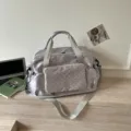 Korean style polka dot large capacity shoulder bag cute travel duffel bag student luggage - Gray