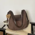 Vintage brown suede convertible backpack shoulder bag with cute bear pendant for women - Coffee
