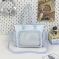 Sweet blue polka dot lace ita bag with clear pocket sweet style daily shoulder bag for women - No Pendant / Blue