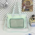 Cute light green polka dot lace ita bag with transparent window, sweet daily shoulder bag. - No Pendant / Green